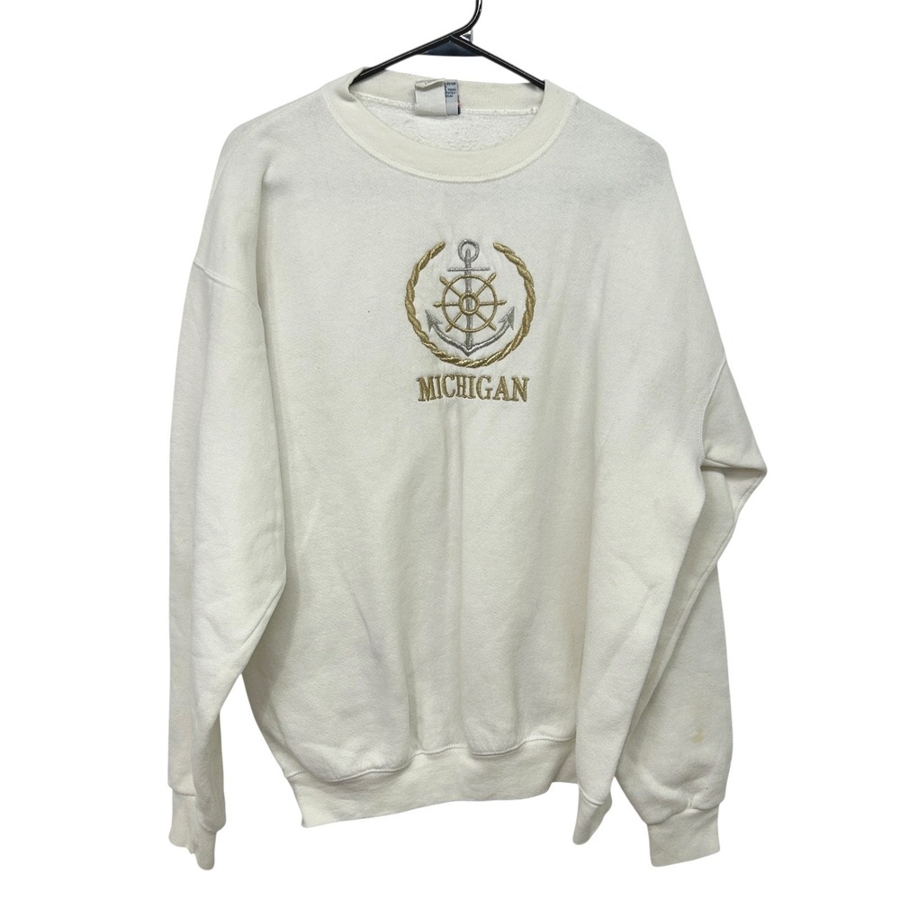 VTG Michigan Crewneck Sweatshirt L Made USA‎ Anchor Graphic Collegiate Americana